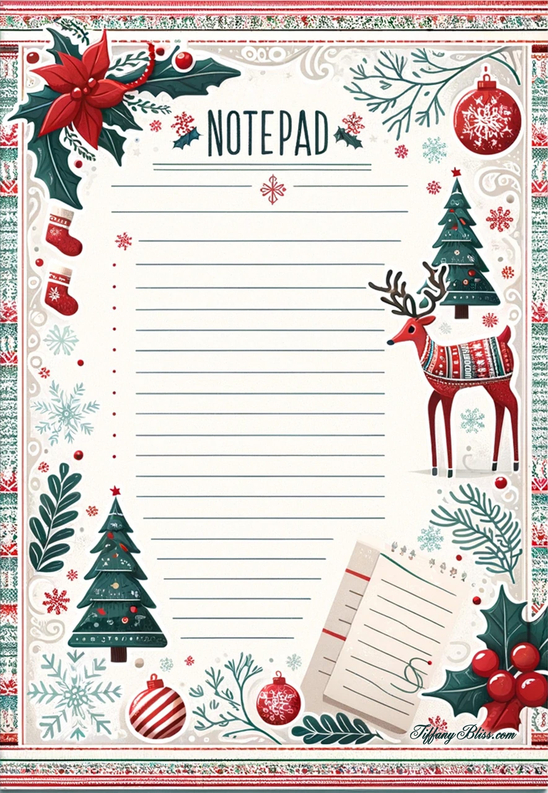 Reindeer winter Christmas stationery scaled