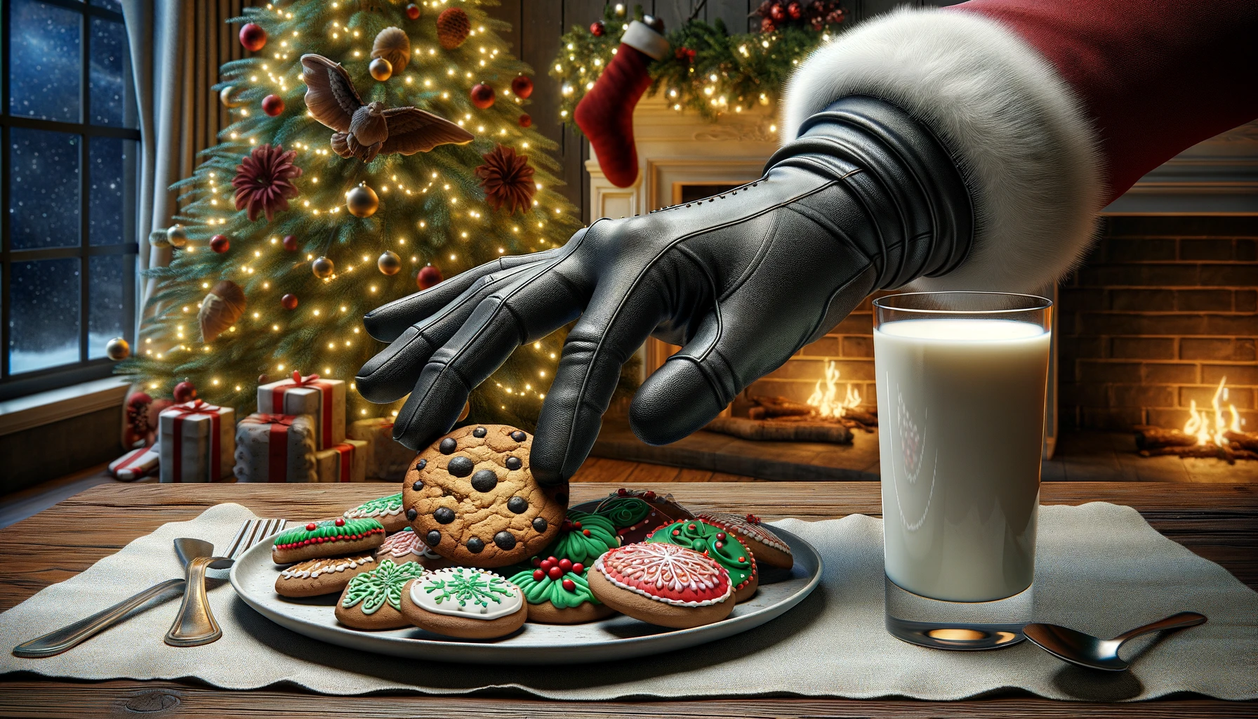 Santa Christmas Cookies Black Glove 2