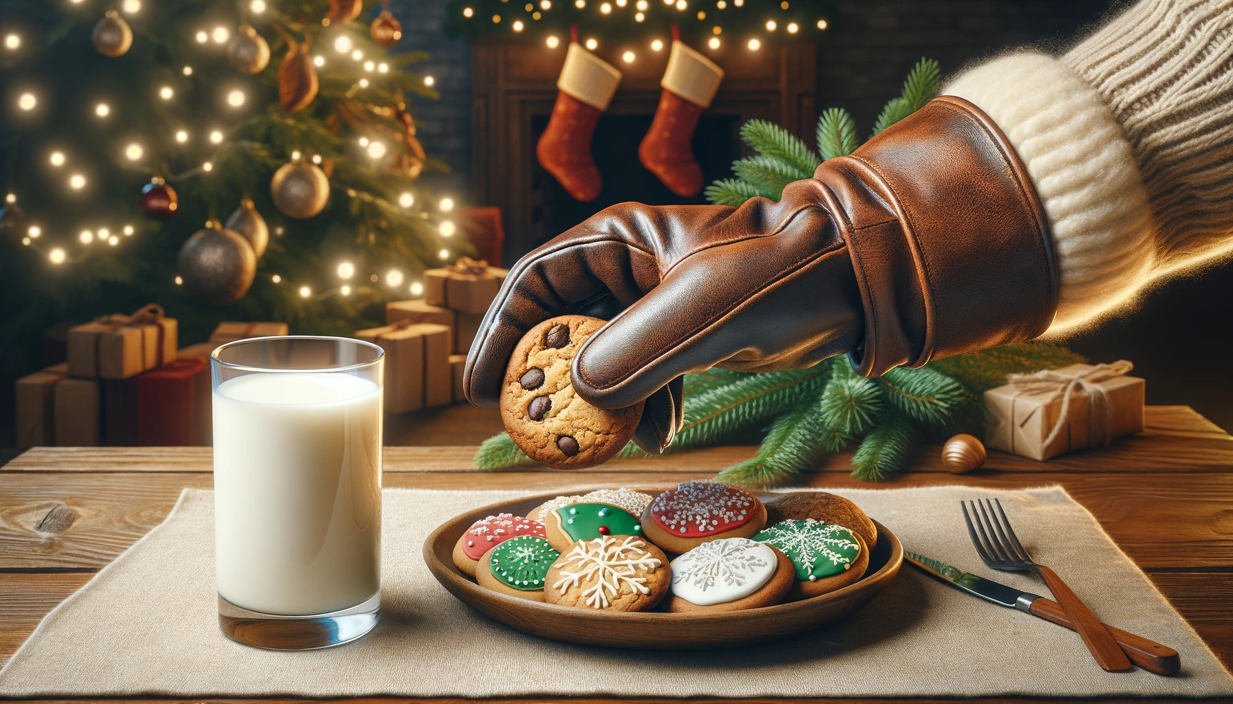 Santa Christmas Cookies Brown Glove