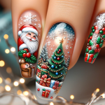 Ornate Elegant Christmas Nail Art Santa Claus – FREE Image Download