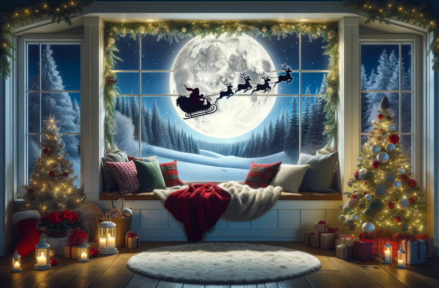 Santa Full Moon Window Christmas