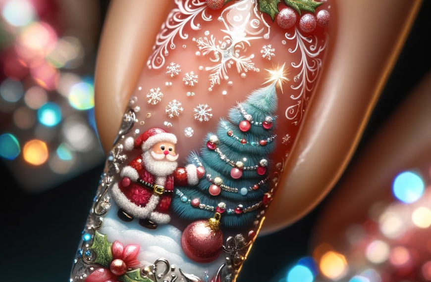 Santa Holly Christmas Snowflake Nail Art