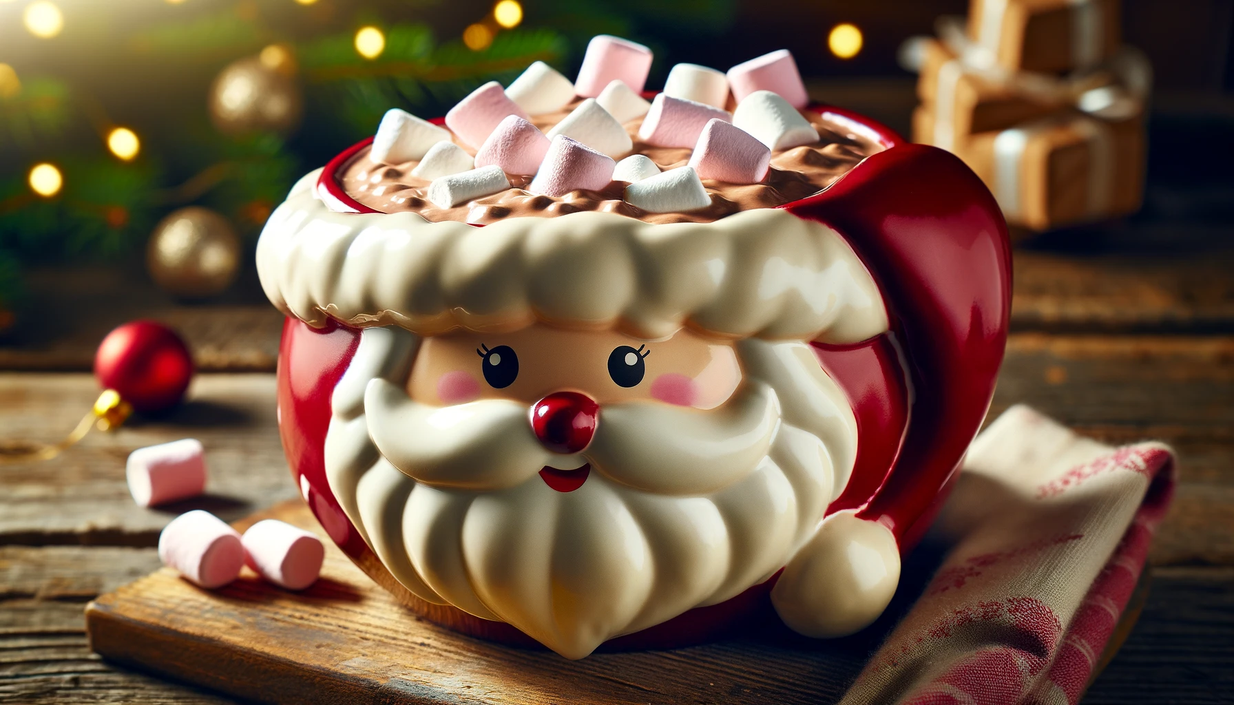 Santa Mug with Pink Marshmallows