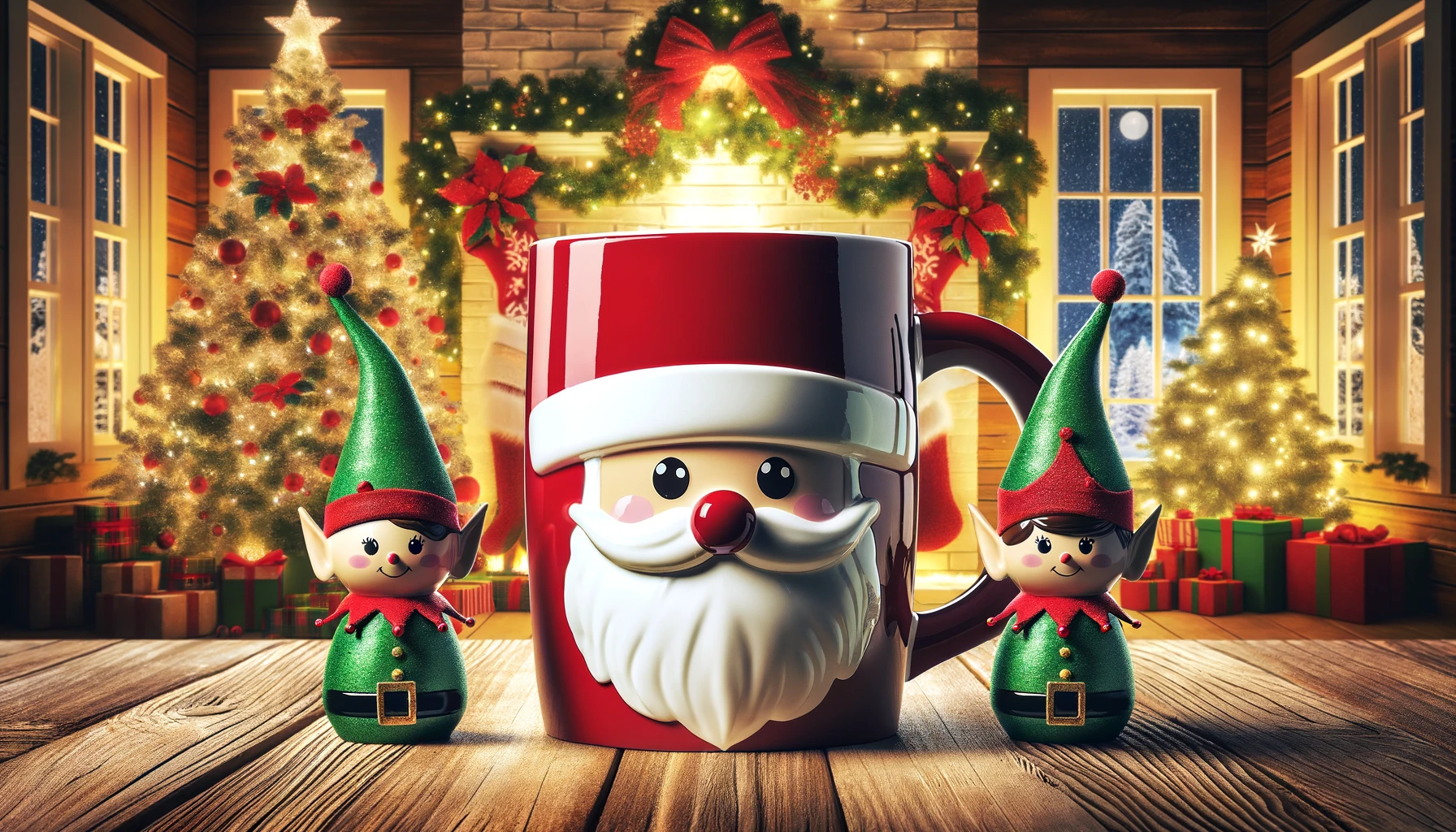 Santa Mug with Toy Elves