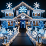 Christmas Toyland Lights on House at Night – FREE Image Download