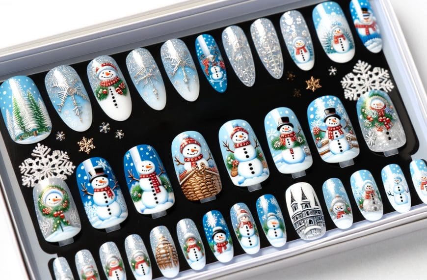 Snowman Acrylic Nail Art Packaged Christmas Acrylic Nails