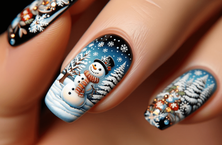 Snowman Christmas Nail Art