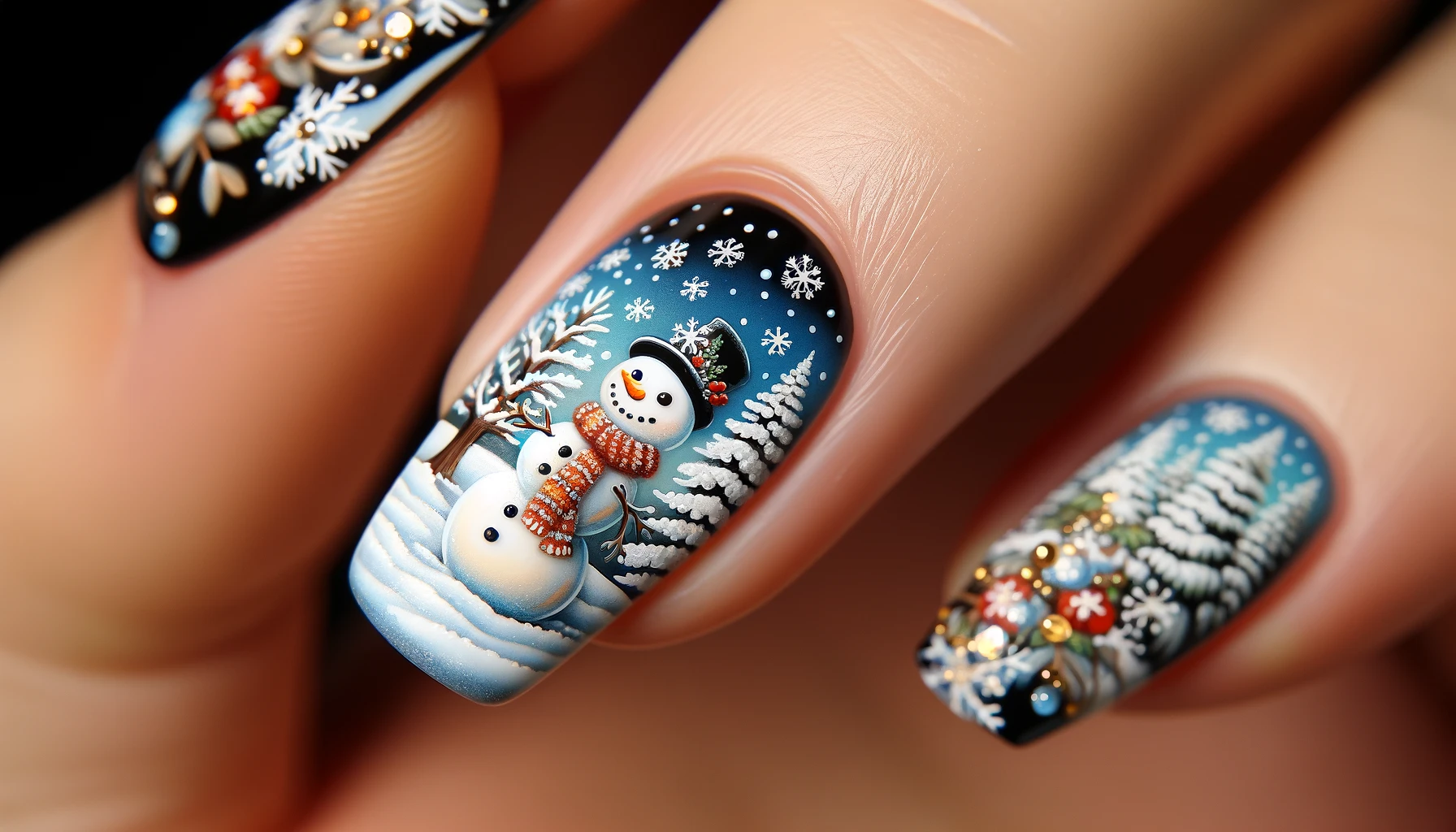 Snowman Christmas Nail Art