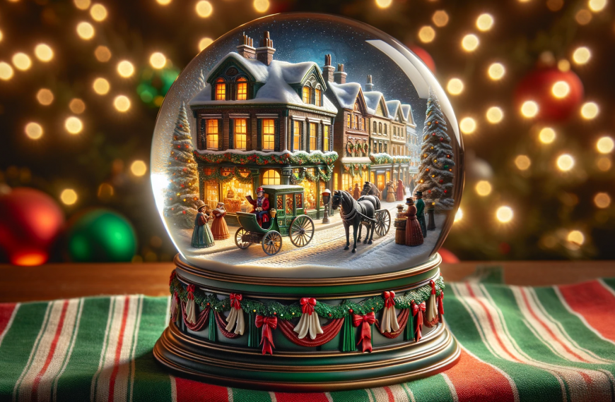 Vintage Christmas Village Snow Globe