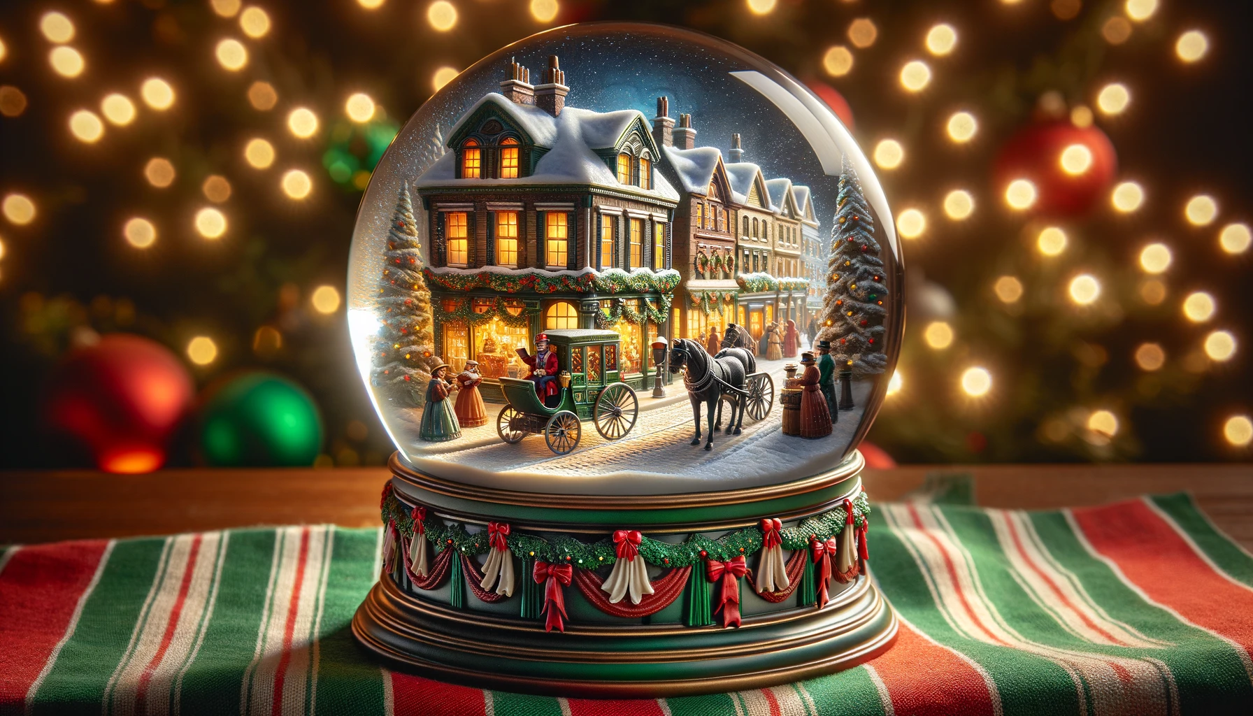 Vintage Christmas Village Snow Globe