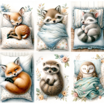 Baby Porcupine Sleeping on a Pillow Painting – FREE Image Download