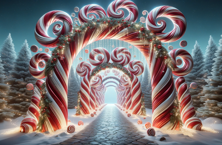 Whimsical Christmas Candy Cane Archway Snow