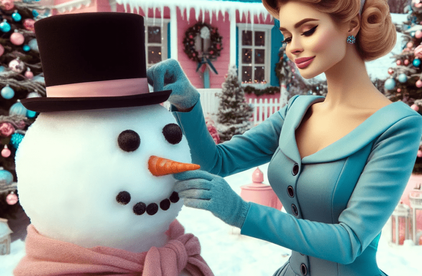 Woman and snowman