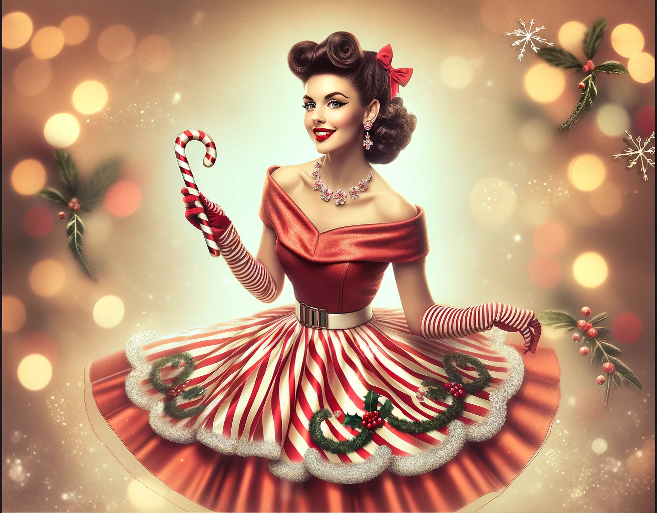 Woman in Candy Cane Dress