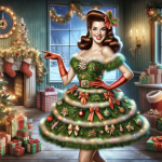 Woman in Candy Cane Dress – Ai Generated Image – FREE Download