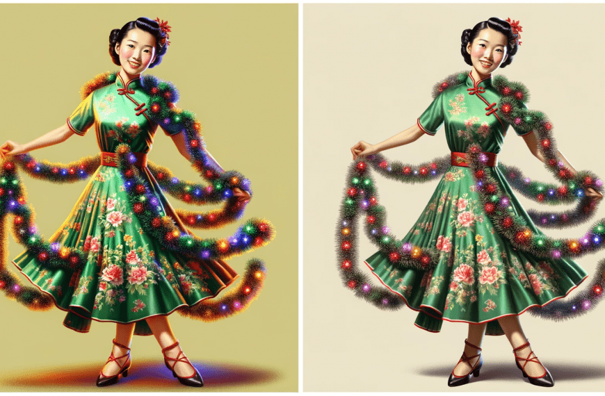 Woman in Green Christmas Dress