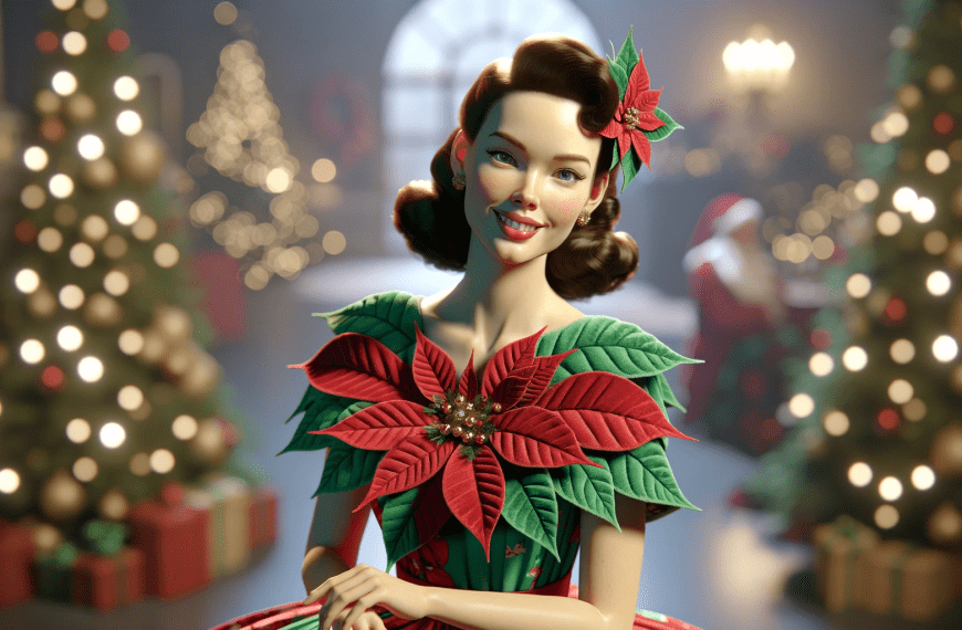 Woman in Poinsetta Dress