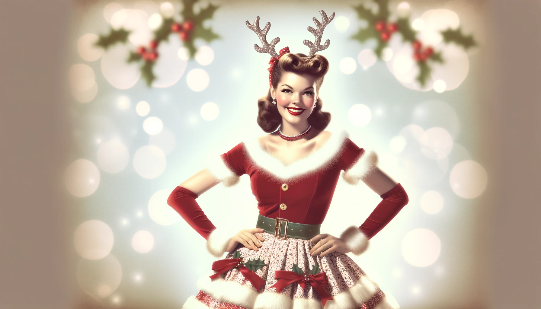 Woman in Reindeer Outfit