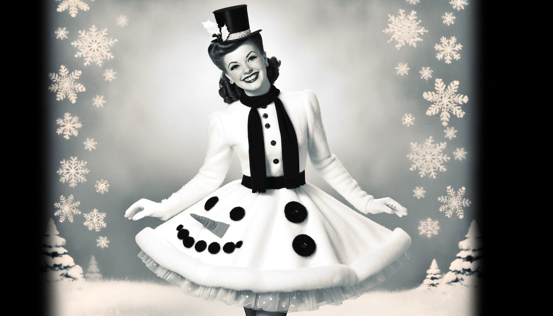 Woman in Snowman Dress