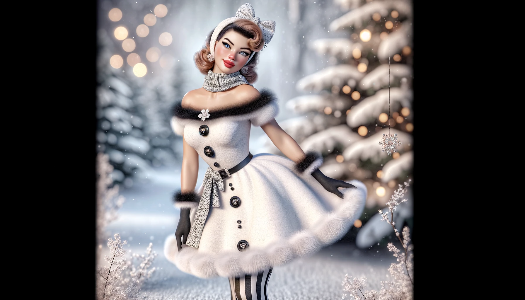 Woman in Snowman Outfit