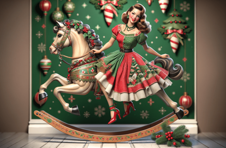 Woman on Christmas Rocking Horse