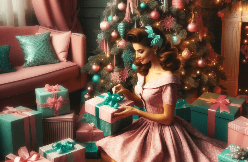 Woman opening presents