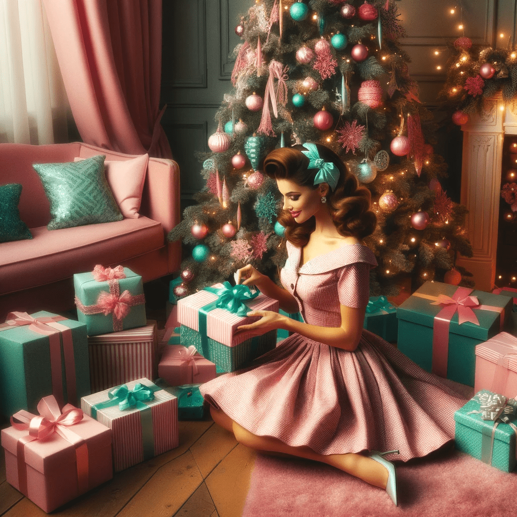 Woman opening presents