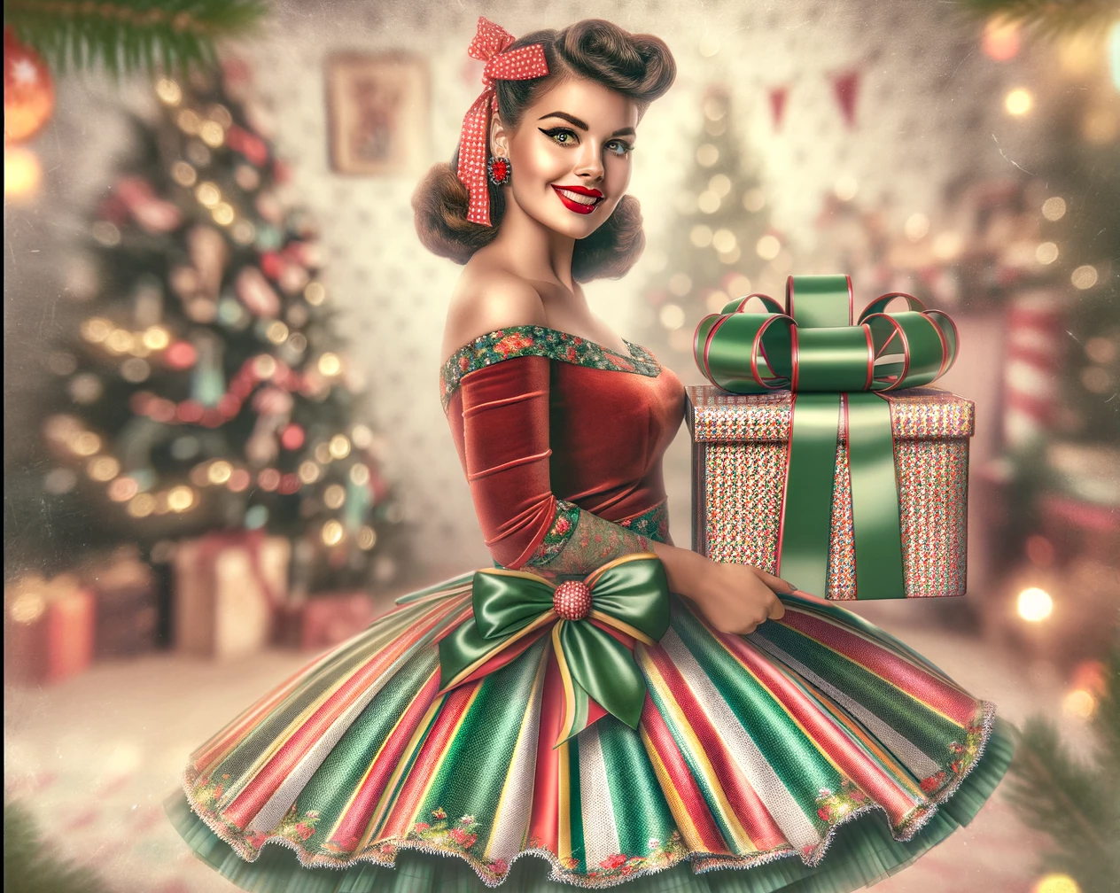 Woman with Christmas Present