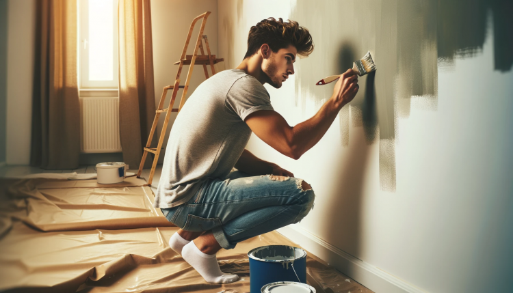 a painter using a brush to paint