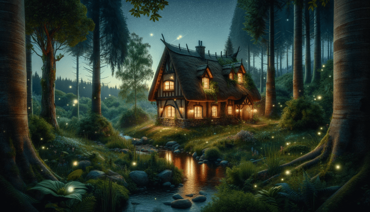 Fairytale Cottage with Fireflies - Ai Generated Image - Royalty FREE ...