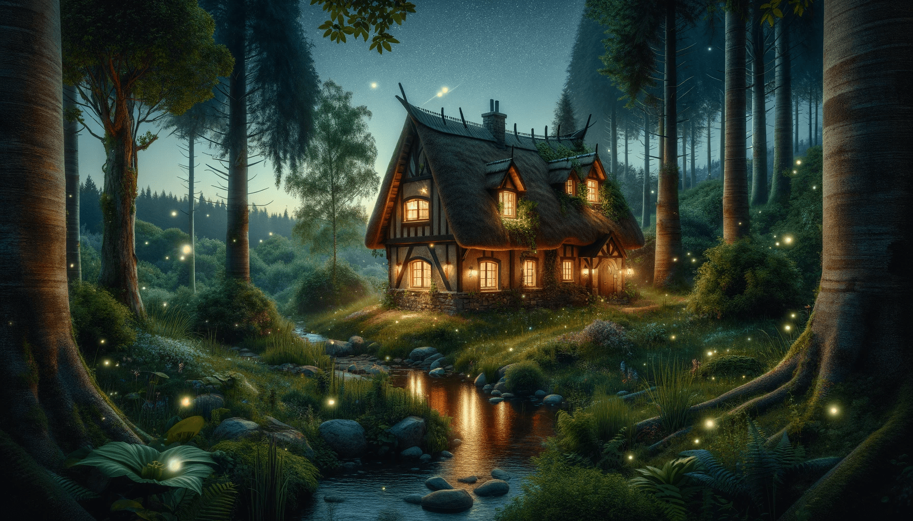 fairytale cottage with fireplaces