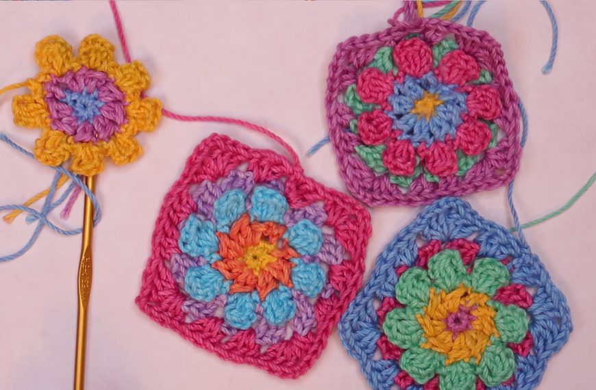 Flower crochet granny square.Still004