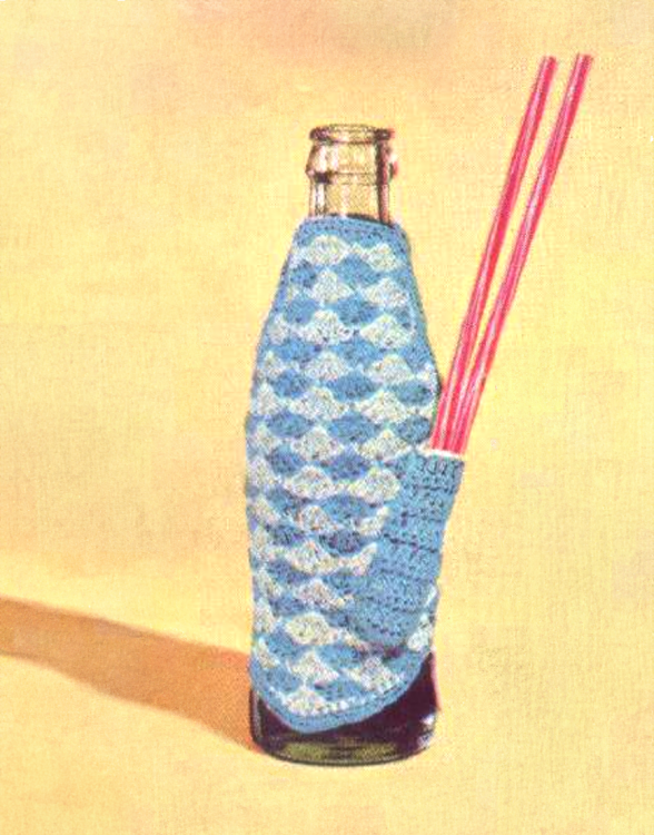 Bottle cover with straw holder crochet pattern