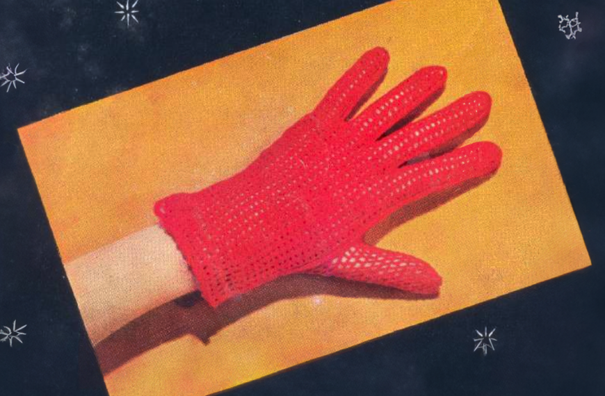 Red Crochet Fishnet Gloves