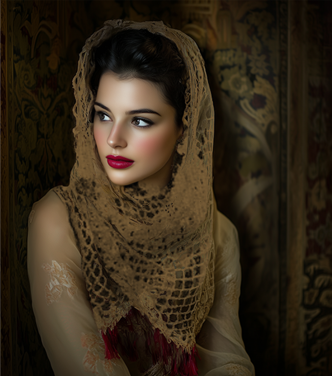 Lace edge crochet shawl ai augmented image