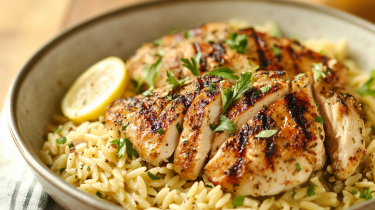 Lemon Herb Orzo with Roasted Chicken Recipe Ai Generated