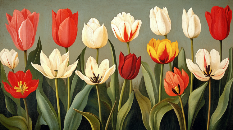 Tulips painting Ai generated image