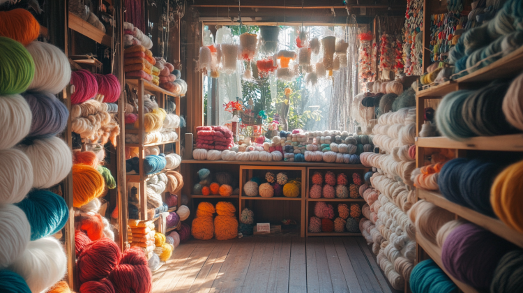 cozy yarn room Ai generated image