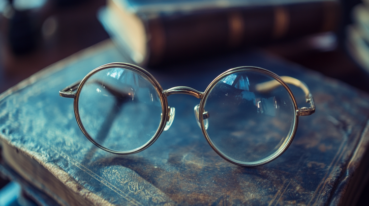 history of eyeglasses ai generated image