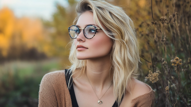 woman wearing modern eyeglasses Ai generated image