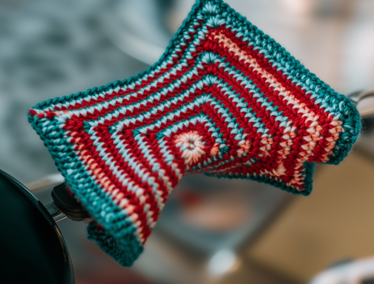 Square Striped Potholder Ai Enhanced Image